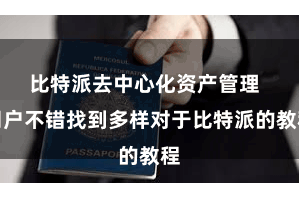 比特派去中心化资产管理  用户不错找到多样对于比特派的教程