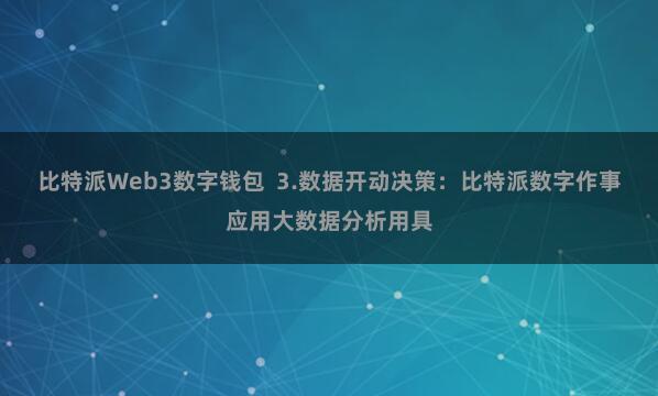 比特派Web3数字钱包  3.数据开动决策：比特派数字作事应用大数据分析用具